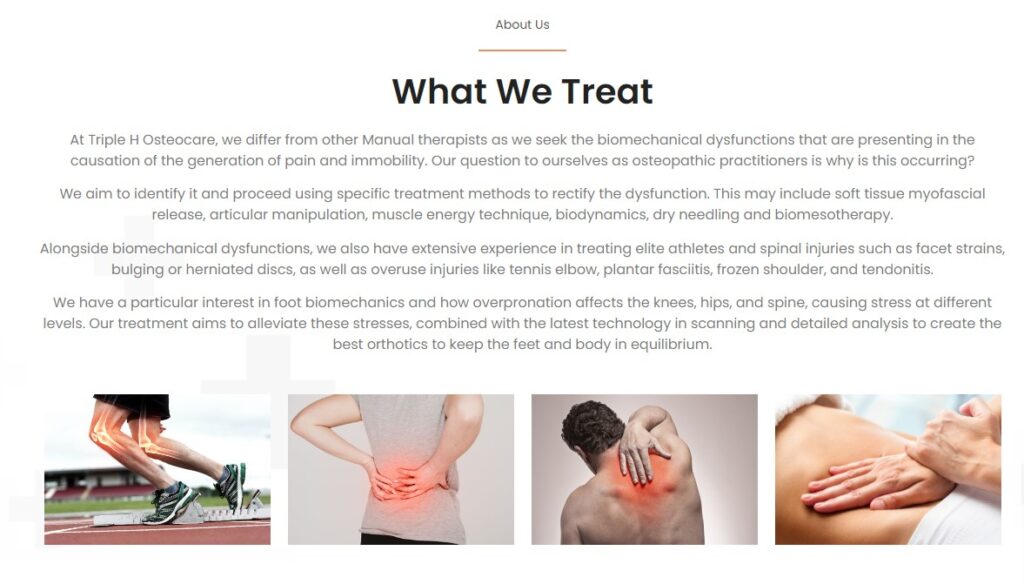 Triple H Osteocare About Central Coast Web Design Osteopath Web Design Big J Web Design